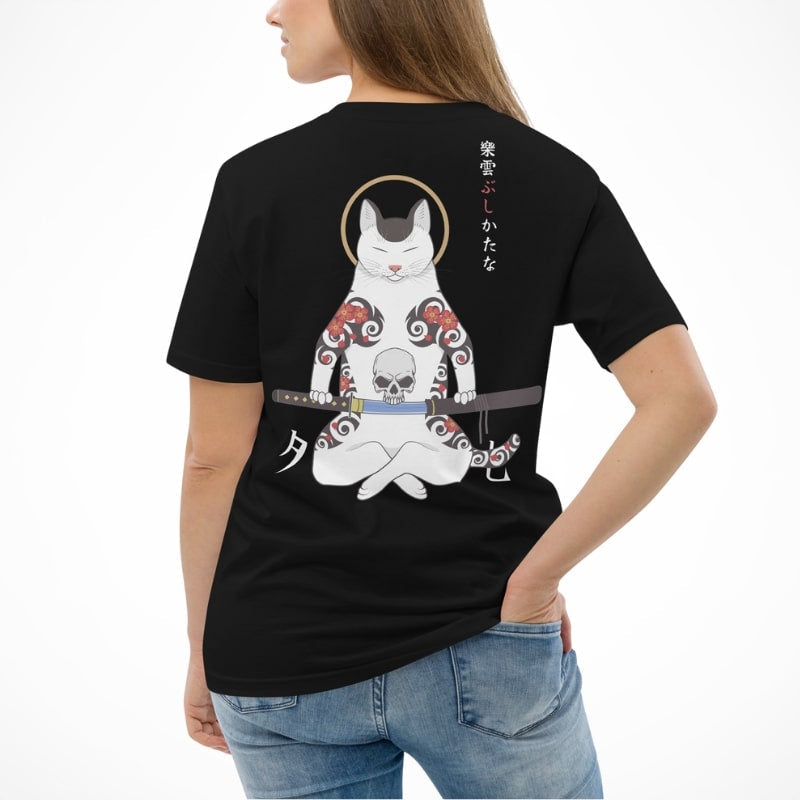 Camiseta Gato Samurai Japonés