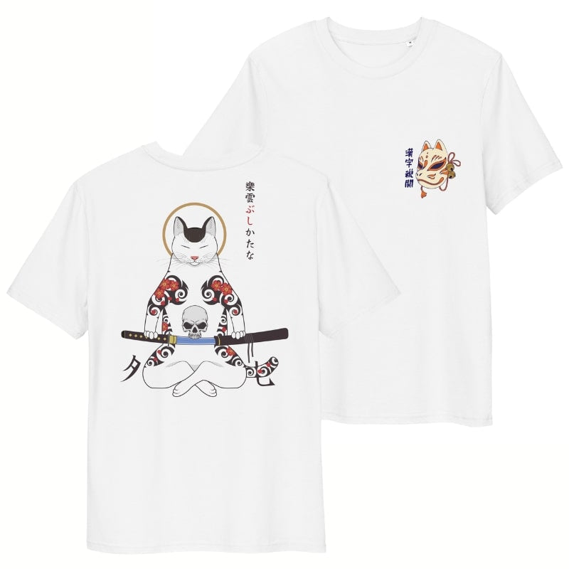 Camiseta Gato Samurai Japonés