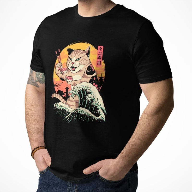 Camiseta japonesa Kaiju Neko Sushi