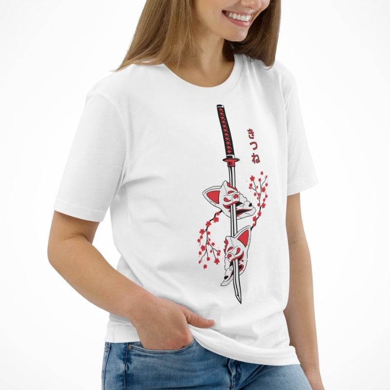 Camiseta japonesa Kitsune Sakura