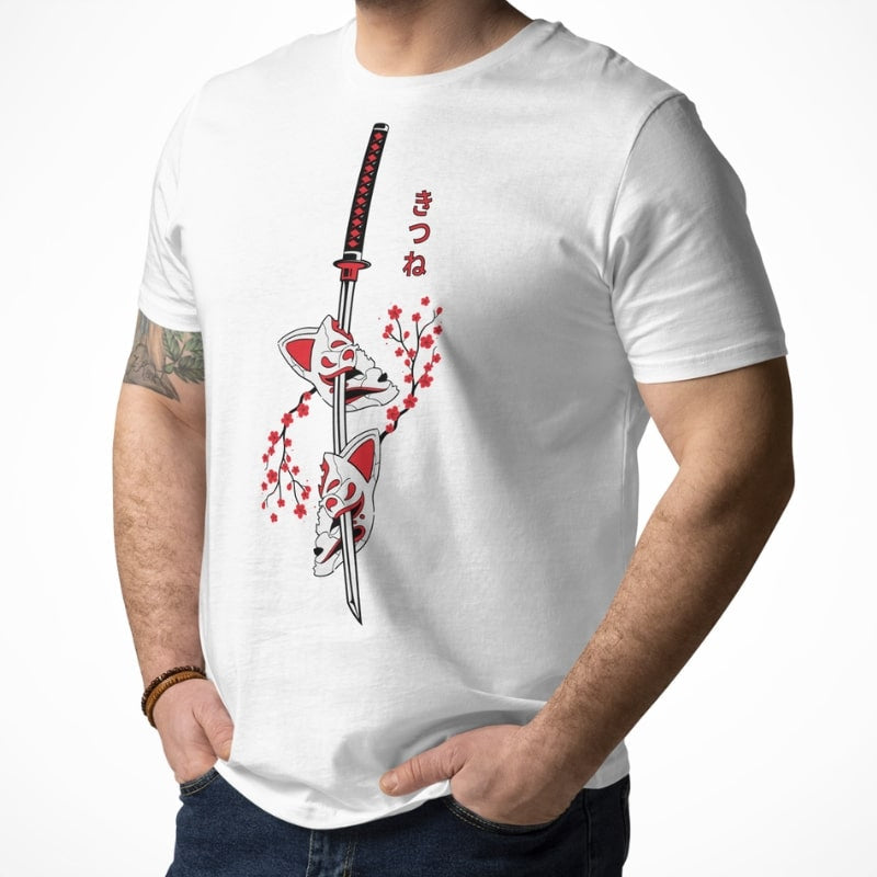 Camiseta japonesa Kitsune Sakura