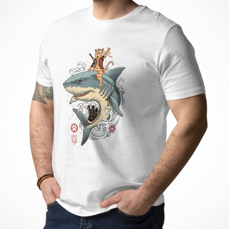 Camiseta japonesa Neko Shark