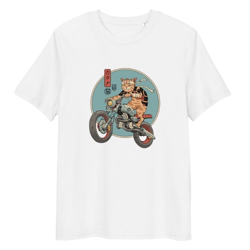 Camiseta japonesa Neko Rider - S / Blanca