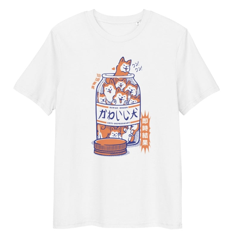 Camiseta Antidepresiva Japonesa Shiba - S / Blanca