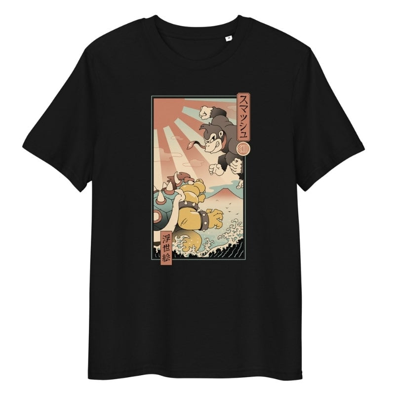 Camiseta Japonais Ukiyo-e Kaiju Smash - S / Noir