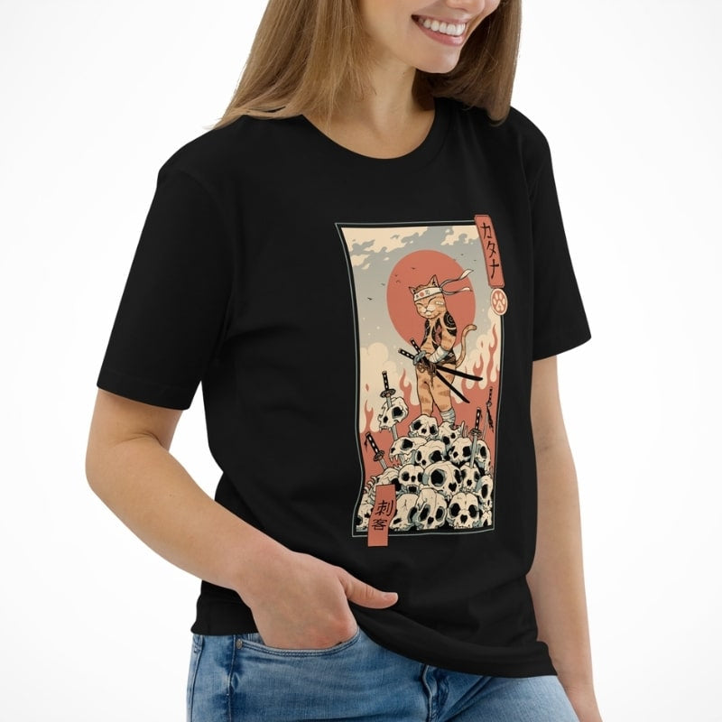 Camiseta Japonesa Ukiyo-e Neko Assassin