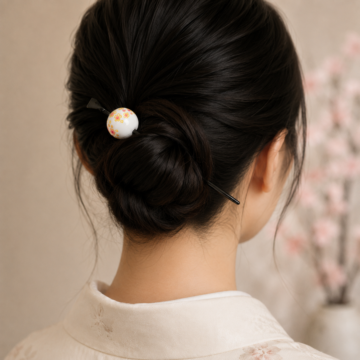 Tama Kanzashi japonés Ukidama blanco