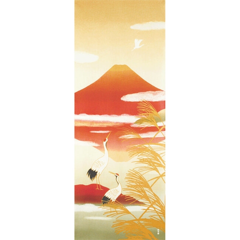 Tenugui Japonés Grulla y Monte Fuji
