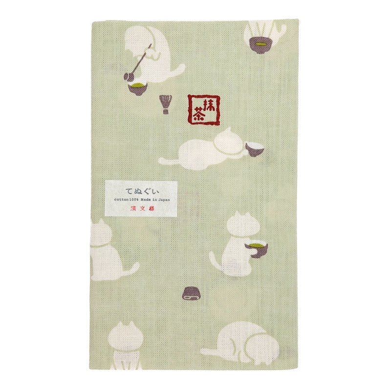 Tenugui Japonés Matcha Cat