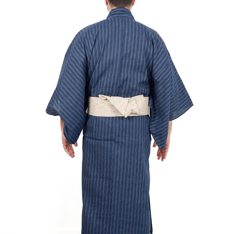 Yukata Japonés de Rayas Azules