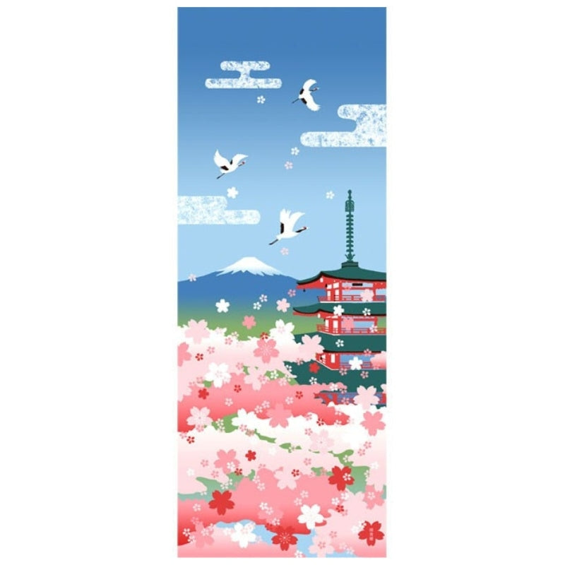 Blossom &amp; Fuji Tenugui japonés